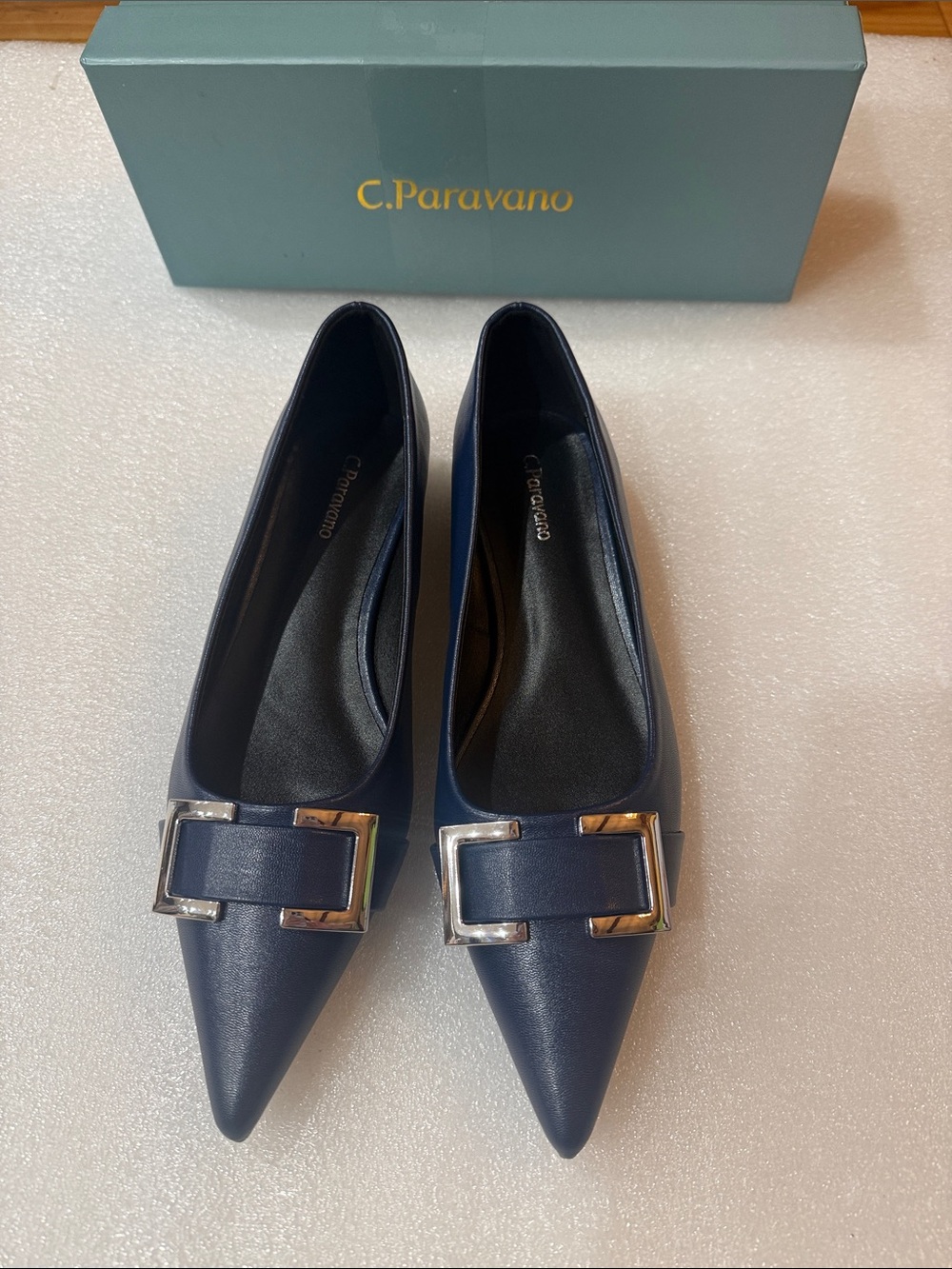 C.Paravano Women's Flats Pointed Toe w Buckle Slip-On Casual Work Shoes Size 9